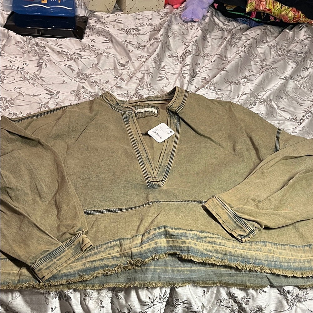 We The Free Olive Green Crop Top